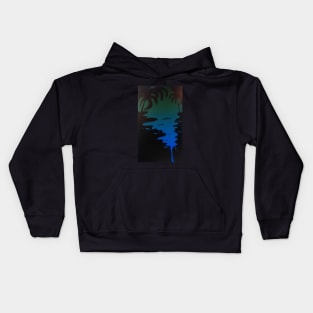 Blue Sunset Palm trees Kids Hoodie